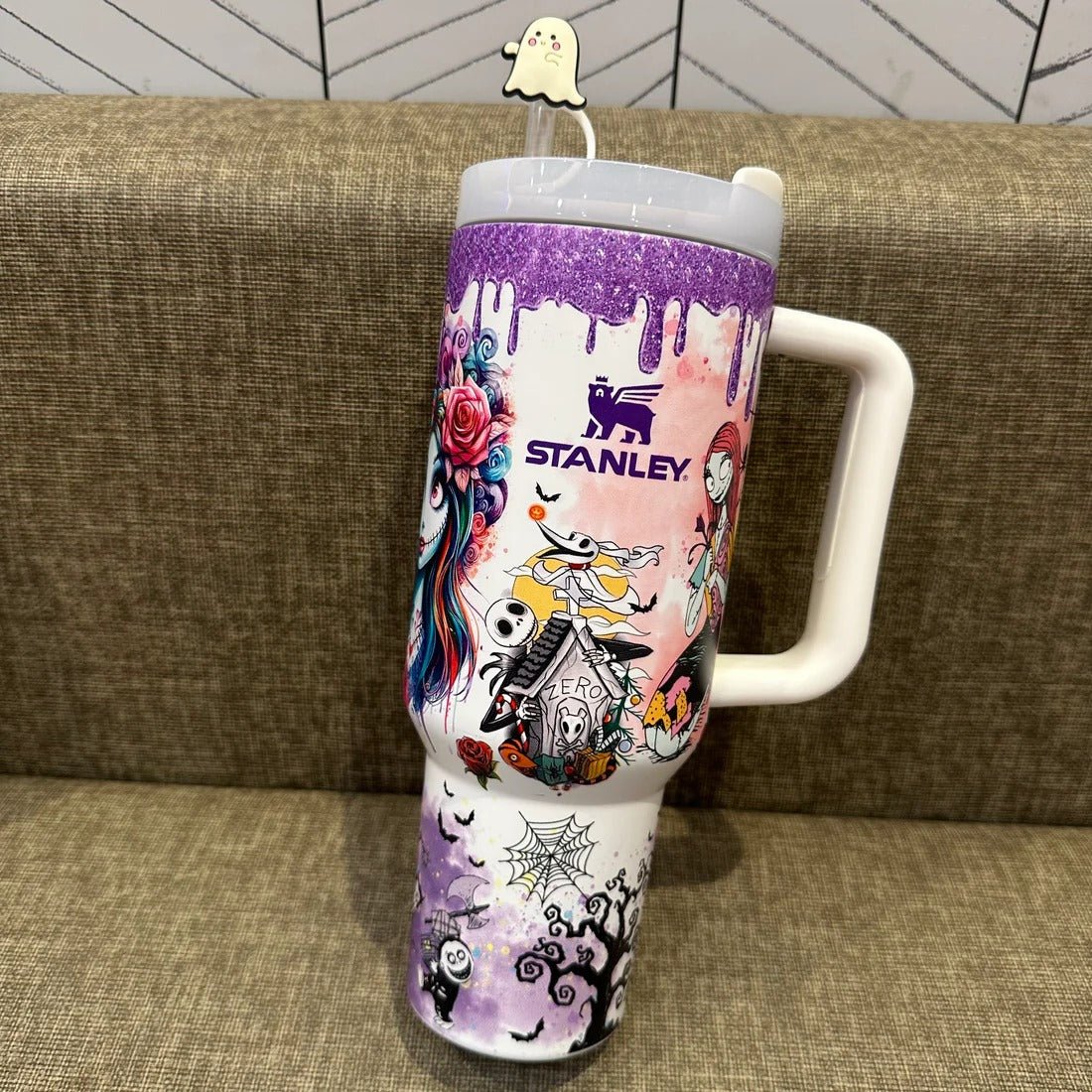 🔥40oz sally x jack Skellington Tumbler Noctilucent 🚚 Free shipping - Luxlany