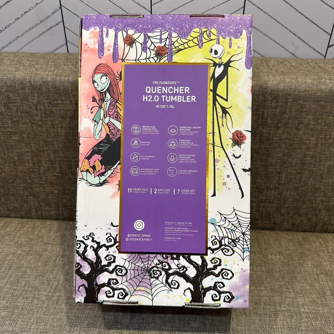 🔥40oz sally x jack Skellington Tumbler Noctilucent 🚚 Free shipping - Luxlany