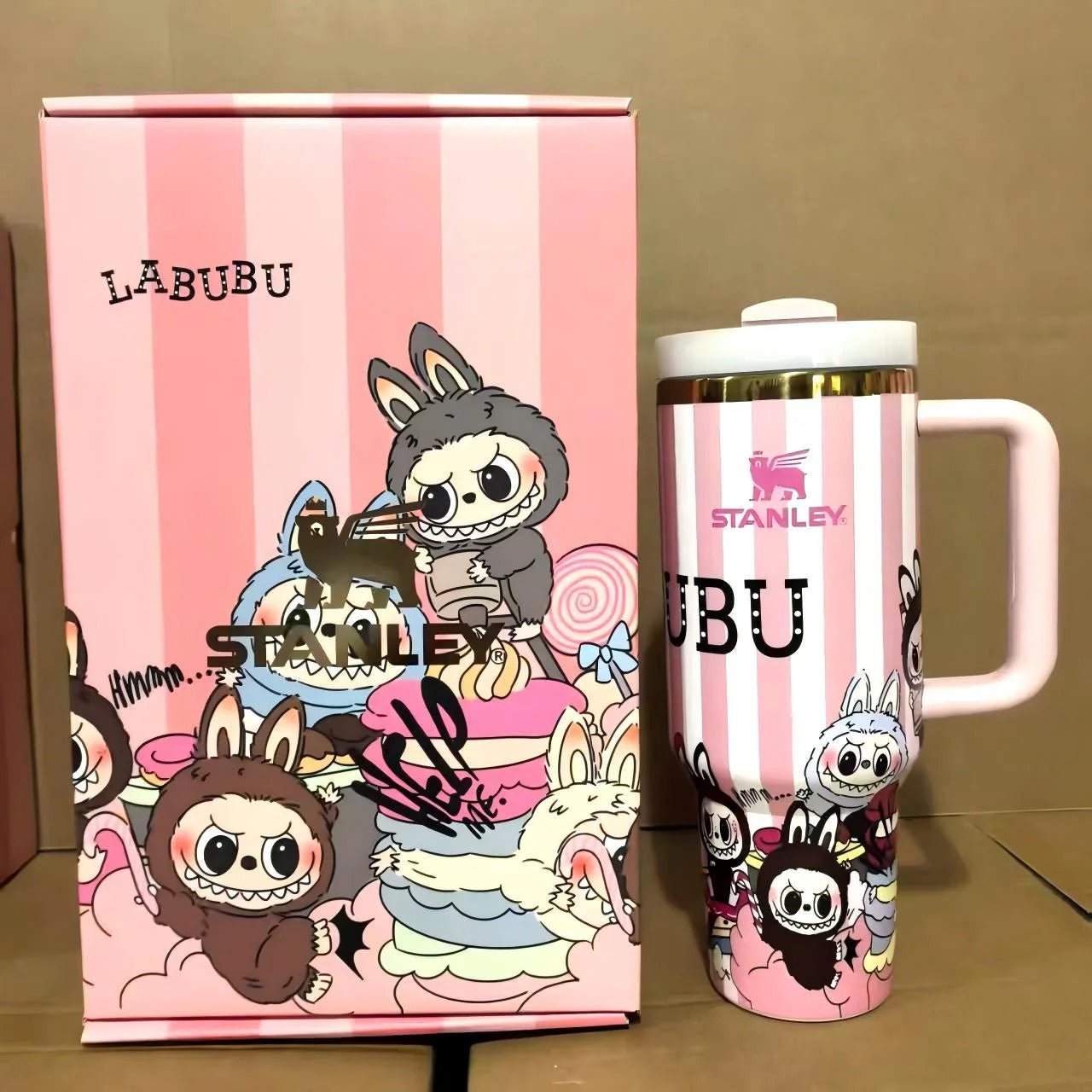 🔥Labubu Stripe Insulated Cup 40 OZ ✈️ Free Shipping STITCH - Luxlany