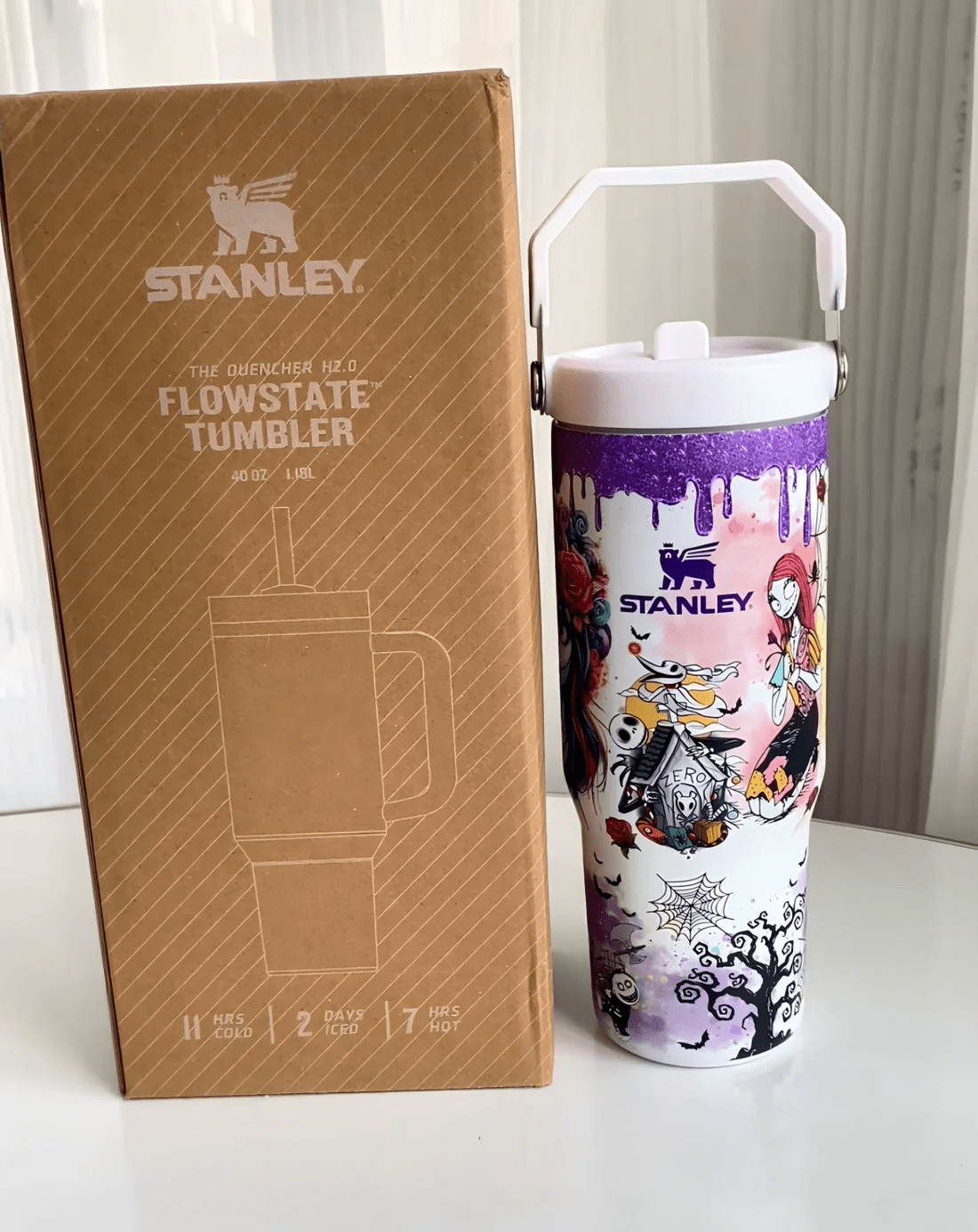 🔥40oz sally x jack Skellington Tumbler Noctilucent 🚚 Free shipping - Luxlany