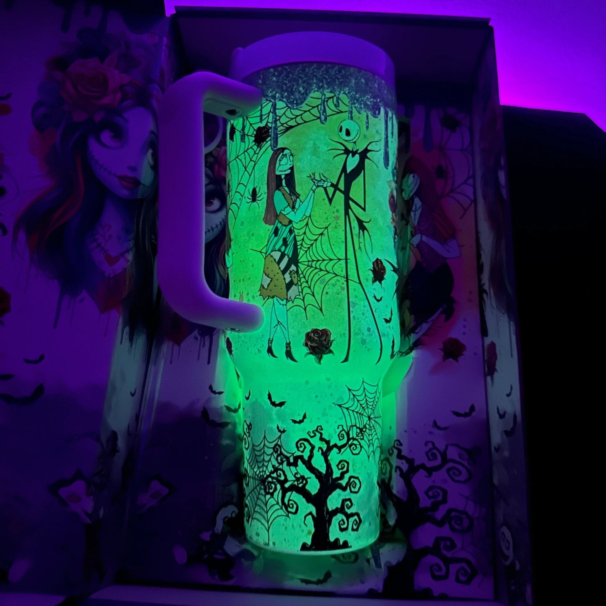 🔥40oz sally x jack Skellington Tumbler Noctilucent 🚚 Free shipping - Luxlany