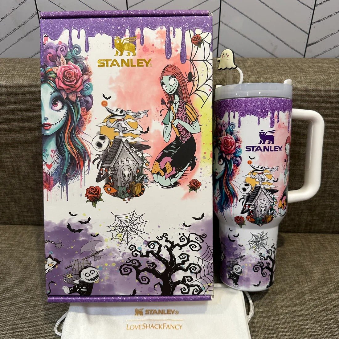 🔥40oz sally x jack Skellington Tumbler Noctilucent 🚚 Free shipping - Luxlany