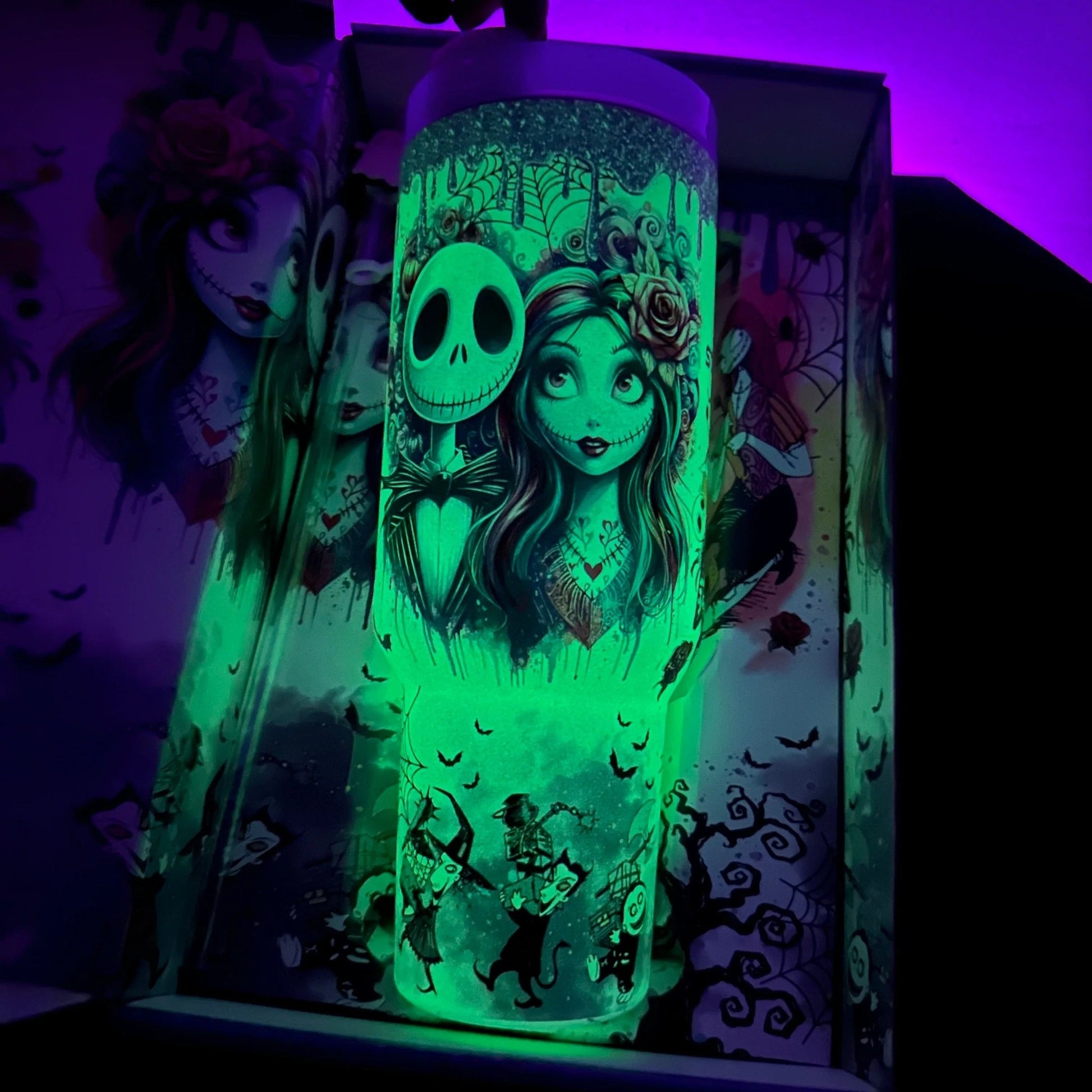 🔥40oz sally x jack Skellington Tumbler Noctilucent 🚚 Free shipping - Luxlany